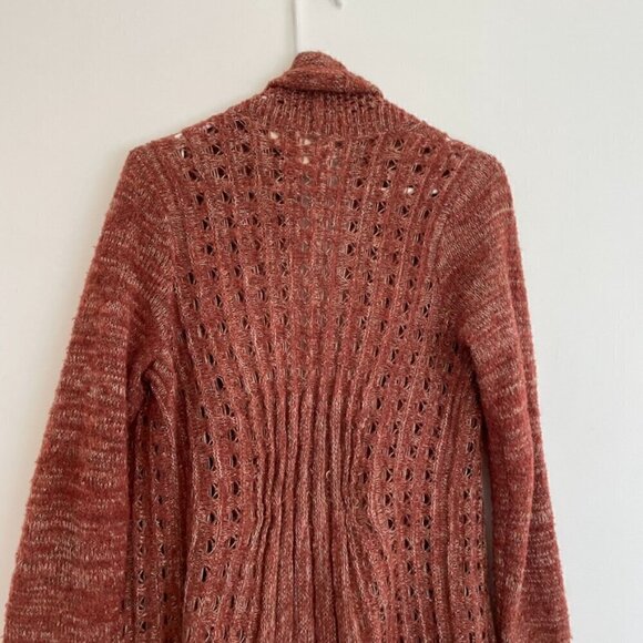 ROSIE NEIRA ANTHROPOLOGIE Alldays Cardigan Rust Brown Red Long Sweater NO BUTTON - Picture 12 of 15